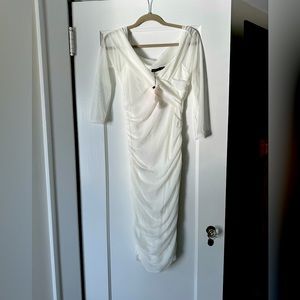 White bodycon mesh dress.